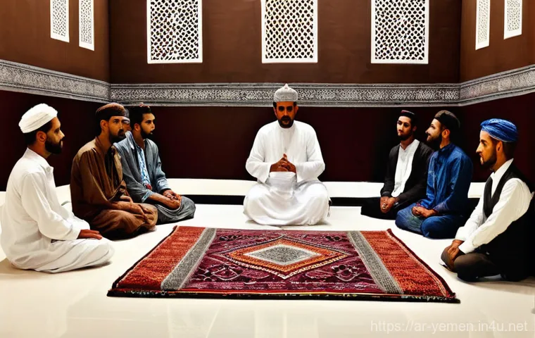 예멘 출신 유명 작가나 시인 - **Prompt:** A serene and ancient Yemeni study, bathed in the soft glow of natural light filtering th...