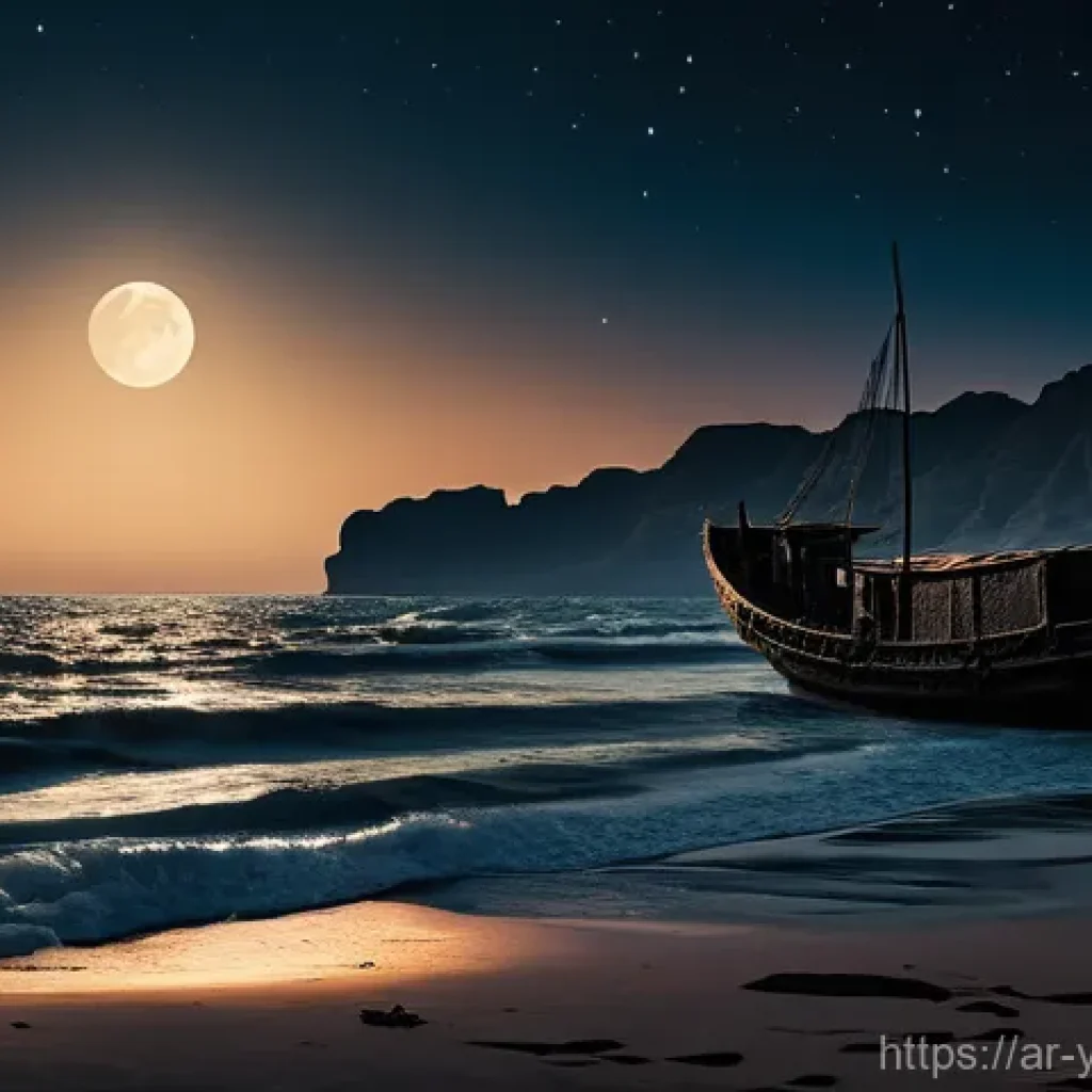 예멘 내 무기 밀거래 - **Prompt 1: Clandestine Maritime Smuggling in the Arabian Sea**
    "A wide-angle, cinematic shot de...